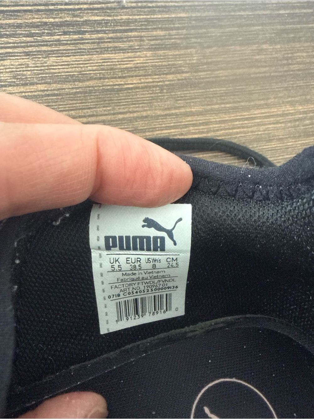 Puma Women’s Black Knit Athletic Sneakers with White Sole - Picture 6 of 6